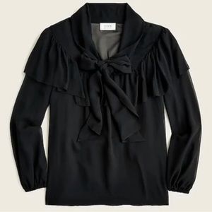 NWT JCrew Collection sheer ruffle tie collar blouse size small